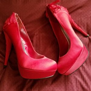 Red Satin Stilletos
